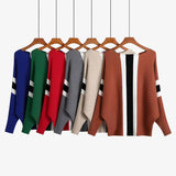FULIER Womens Boat Neck Batwing Sleeves Dolman Knitted Sweater